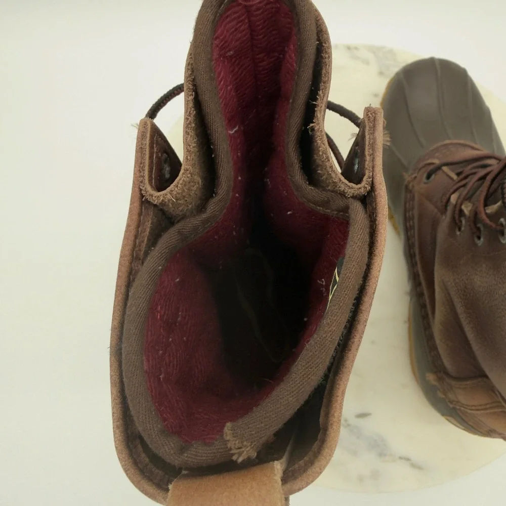 LL Bean Maine Hunting Shoe Mens 7M Brown Gore Tex Thinsulate Duck Boots 10in
